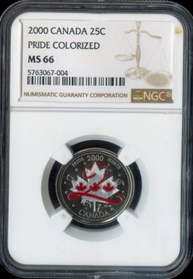 2000 Canada 25 Cents 25C MS66 Pride Colorized Quality - Image 1 of 2