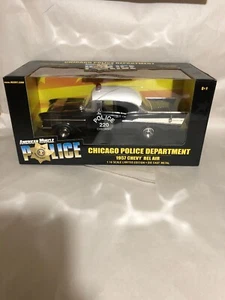 1957 Chevrolet Belair Black Chicago Police 1:18 Ertl American Muscle 33050 - Picture 1 of 6