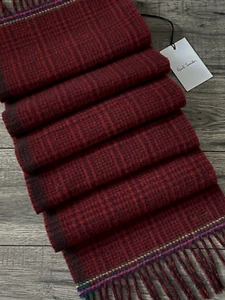 PAUL SMITH BUFANDA A CUADROS/PATA DE GALLO HECHA EN ITALIA NUEVA CON ETIQUETAS - Imagen 1 de 12