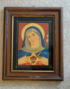 Hinterglasbild Maria mit flammenden Herz 1880 Süddeutsch - Bild 1 von 6
