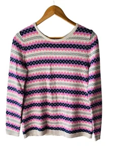 Talbots Size Petite Medium Soft Fair Isle Zip Back Multicolor Sweater  - Picture 1 of 5