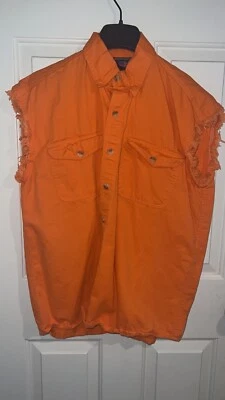 Orange Vintage Allstate Collection Biker Vest Size Medium Sleeveless Motorcycle - Image 1 of 4