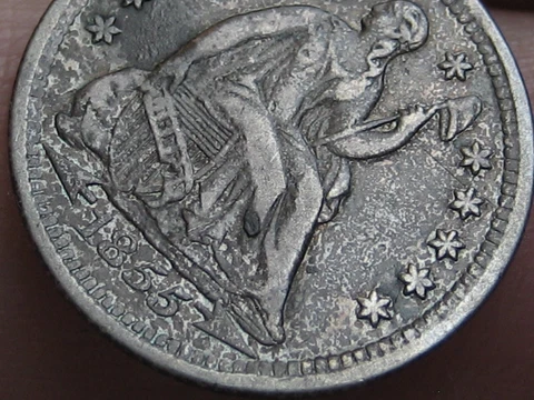 1855 P Seated Liberty Half Dime- With Arrows, Philadelphia, XF Details Cover