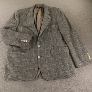 VTG Prince of Wales Check Jacket M Gray Check Wool Hopsack Blazer Sport Coat 40R - Picture 1 of 16