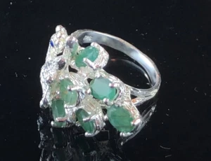 Ring Size 7.5 Emerald Silver 925 Sterling R210230 - Picture 1 of 10
