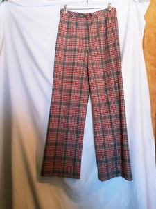 Koret of California Pants Plaid Vintage 70s Wideleg Red Multicolor Hippie - Picture 1 of 7