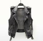 Womes Punk Denim Waistcoat Jacket Coat Sleeveless Zipper Casual Vest Tops 5Xl