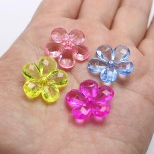 40 Mixed Colour Transparent Acrylic Flower Beads 22mm Center Drilled Flower - Picture 1 of 10