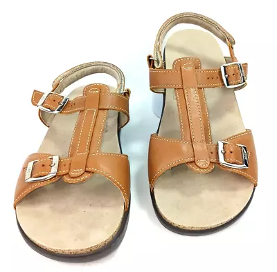 SAS Captive T-Strap Sandals Brown Leather Size 10 1/2 M Supportive Open Toe  - Image 1 of 4