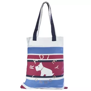 Radley Shopping Bag Tote Cotton Reusable Foldable Shopper Hampstead Red Blue - Picture 1 of 2