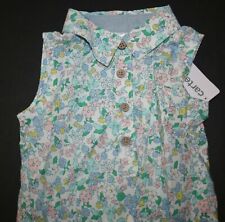 New Carter's Girls 18m 1 Piece Outfit Romper Pretty Floral Cotton Viscose Collar