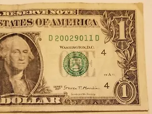 Birthday Dollar Bill Date November 9, 2002 September 11th Serial Number 2017 D - Picture 1 of 4
