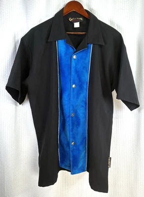 Casino Wear Los Angeles Black & Blue Velvet Bowling Dice Buttons Men Size XL - Image 1 of 4