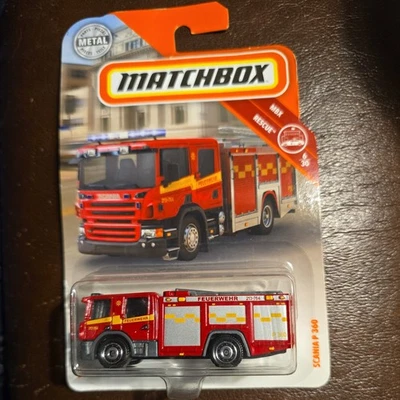 2019 Matchbox MBX Rescue Series #6/30 card 56/125 Fire Truck Scania P360 Red - Image 1 of 4