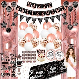 Happy Retirement Party Decorations women - (80pack) rose gold party Banner, P... - Picture 1 of 7
