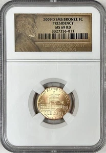 2009 D LINCOLN CENT BRONZE SMS PRESIDENCY NGC MS69 RED - Picture 1 of 2