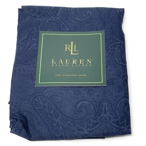 NUEVO Ralph Lauren ESTÁNDAR Almohada Falsa Azul Marino DONCASTER Paisley De Colección - Imagen 1 de 3