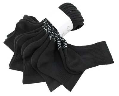 New CALVIN KLEIN One Size (6 Pairs) Black with White CK Logo Men's Quarter Socks - Image 1 of 4