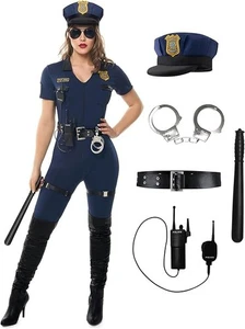 Damen Polizei Kostüm, Halloween Polizist Kostüm Damen für Erwachsene Halloween - Bild 1 von 6