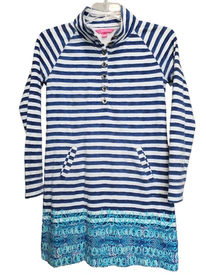 Vestido Lilly Pulitzer UPF 50+ Captain Popover Positano Rayas Bolsillos Cortados Pequeño Foto 1 de 4