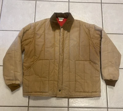 VTG Key Jacket Mens XXL Canvas Workwear Corduroy Collar USA 80s PUFFER BRN - Image 1 of 4