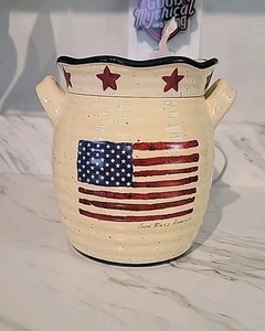 Scentsy God Bless Amerika Wachswärmer patriotisch mit amerikanischer Flagge & Sternen - Bild 1 von 12