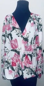 International Concepts Inc Floral Top With Cold Shoulder Sleeve Sz L - Picture 1 of 10