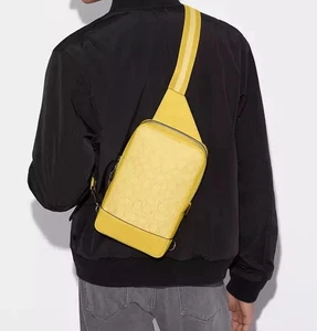 Coach Mens Turner Signature Jacquard Retro Yellow Crossbody Pack C9606 NEW - Picture 1 of 11