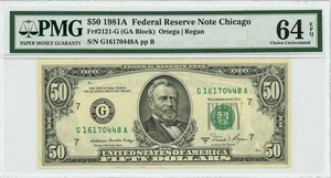 FR. 2121-G $50 1981A Federal Reserve Note Chicago Ch Unc 64 EPQ DC-6299 - Picture 1 of 3