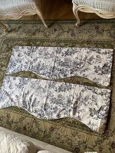 2- Country Curtains French Country Toile Black and White Curtain Valances 53x17 - Picture 1 of 9