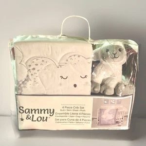 Sammy & Lou Sweet Little Dreamer 4 Piece Crib Bedding Set Quilt Sheet Skirt Lamb - Picture 1 of 7