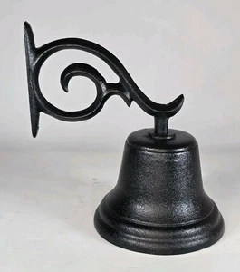 Black Cast iron bell for Wall with string 8 Inch Height - Picture 1 of 6