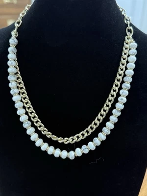 Kendra Scott "Rebecca" Double Strand Necklace Gold & White Howlite 16-18” - Image 1 of 4
