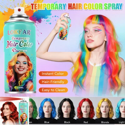 Pintura de tinte lavable en aerosol de color de cabello temporal para hombres mujeres fiesta maquillaje bromista Foto 1 de 4