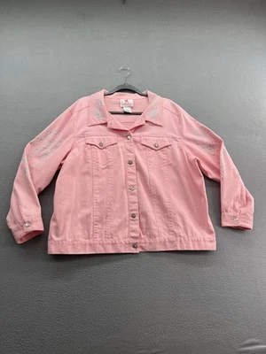 Quacker Factory Jacket Womens 1X Butterfly Embellished Jean Rhinestone Denim - Image 1 of 4