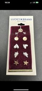 Vintage Lucky Brand Set 5 Paar Ohrstecker NEU Herzen Sterne Blätter UVP 35 $ - Bild 1 von 6