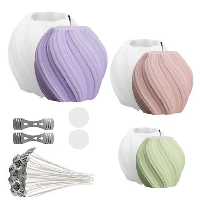 3 Stück Kerzen Gießform Kerzenform Silikon Selber Machen set Silikonform 3D D...