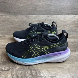ASICS Gel-Nimbus 25 1012B356 Women's US 10.5 Shoes Black Glow Yellow Sneakers - Picture 1 of 12