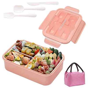 Bento Lunch Box for Adult & Kids 3-Compartment Lunch Containers with Utensil - Picture 1 of 19