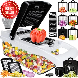 25-in-1 Vegetable Chopper Dicer Mandoline Slicer Spiralizer with 13 Blades & Con - Picture 1 of 12