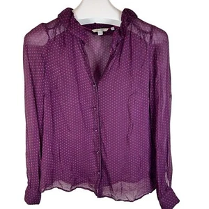 Women’s Boden Chiffon Pink Purple Polka Dotted Flowy Blouse Size 10 - Picture 1 of 8