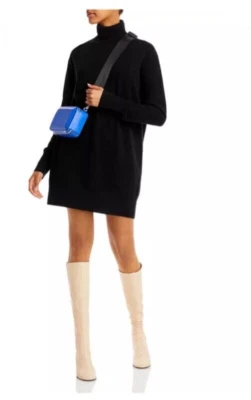 Lujoso Vestido 100% Cachemira Cuello Alto de Aqua en Negro M Foto 1 de 4