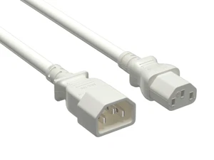 Power Extension Cord (IEC320 C13 to IEC320 C14), White - 2/3/4/5/6/8/10 ft - Picture 1 of 3
