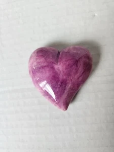 Vintage Ducceschi Italian Alabaster Heart Paperweight Purple Desk Office Decor - Picture 1 of 7