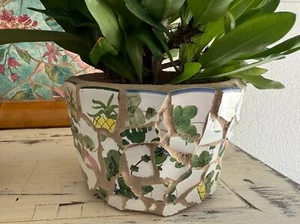 Mosaic Art Tile ~ Planter Container ~ Hand Crafted ~ Flower Garden Pot - Picture 1 of 6
