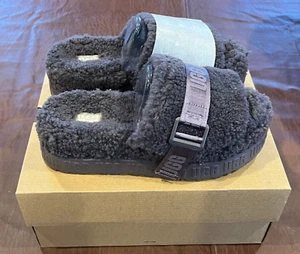 UGG FLUFFITA PLATFORM SLIDE ON SLIPPER SANDAL GRAY SIZE 8 - Picture 1 of 7
