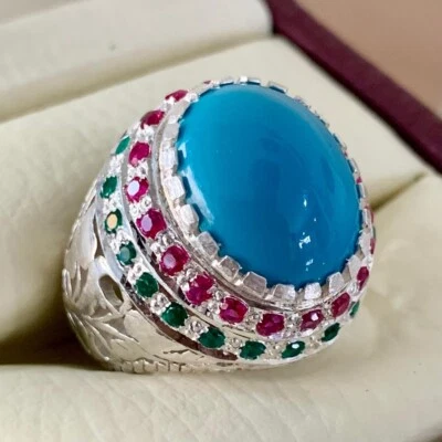 Anillo Turquesa Natural Anillos Feroza Para Hombres Anillos de Piedras Preciosas Feroza Neyshapuri Feroza Foto 1 de 4