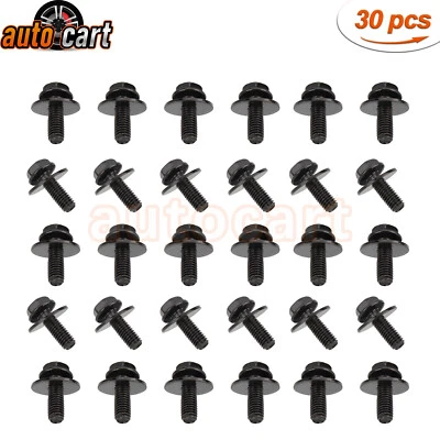 For Toyota Body Bolts- M6-1.0 x 16mm Long- 10mm Hex- 17mm Washer- 30 bolts- #180 - Image 1 of 4