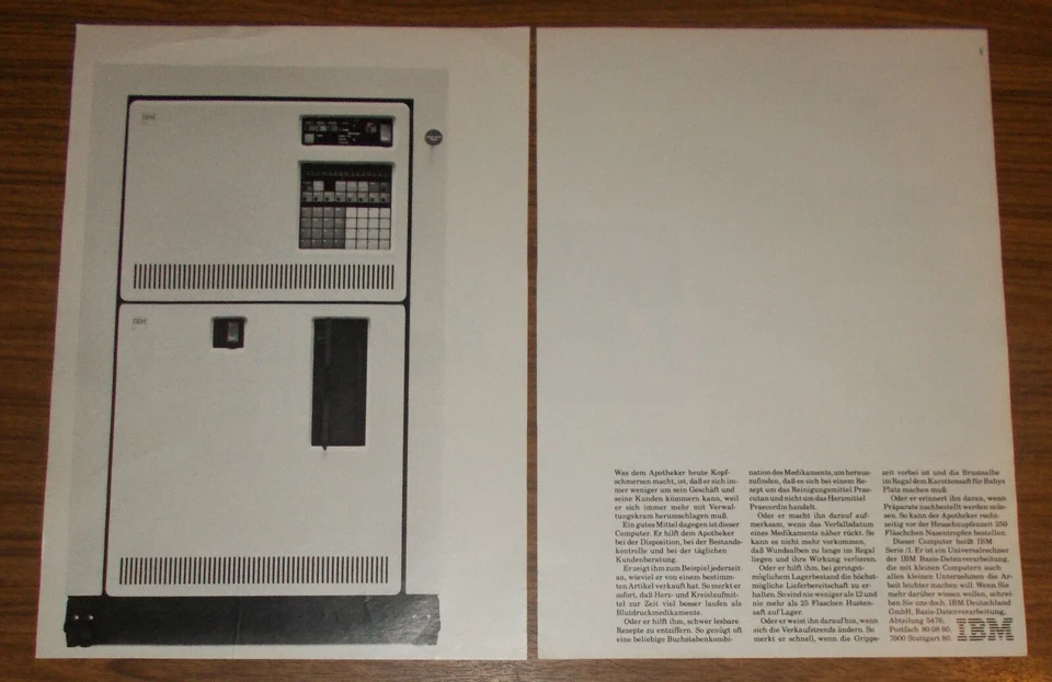 Seltene Werbung IBM SERIE /1 Computer - Apotheker mit Kopfschmerzen 1981 - Bild 1 von 1