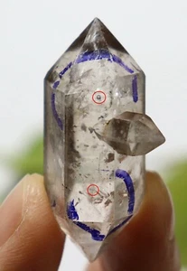 NATURAL HAVE MOVING Three Water Bubble Enhydro QUARTZ Crystal Point Specimen - Picture 1 of 10